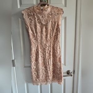 Pink lace mini dress